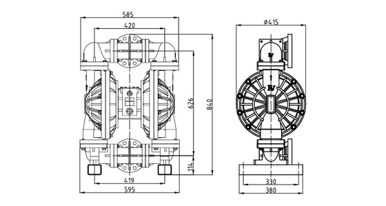 Chlorine Dosing Explosion Proof Diaphragm Pump 3 Inch Santoprene Diaphragm