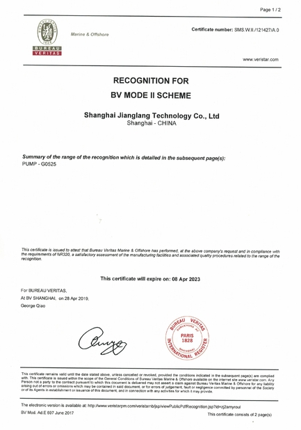 China Jianglang Technology  Co. Ltd. Certification